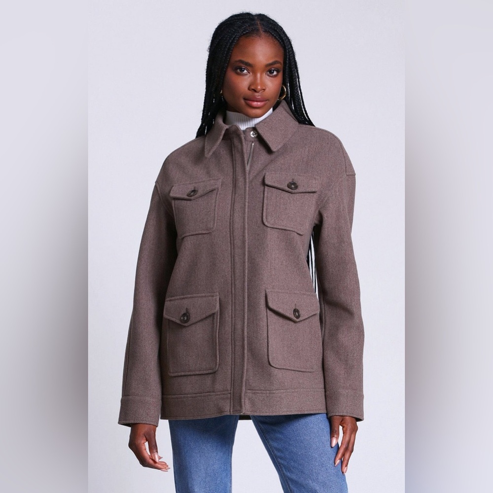 NWT! Avec Les Filles Relaxed Full Zip Chore Jacket Size XS